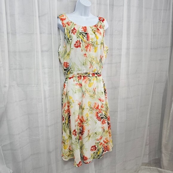 NY Collection Yellow Coral Floral Sleeveless Midi Dress Romantic Ethereal 1X - Picture 4 of 14